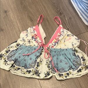 rare free people floral patchwork tank top